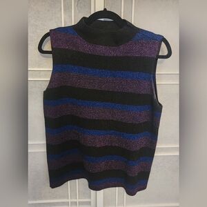 Nine West Mock Turtleneck Sweater Tank - Sparkly - Size L